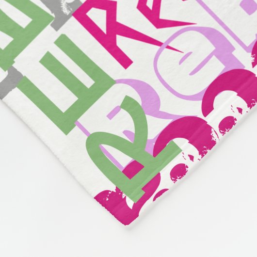 Personalisierte Rosa/Grüne Individuelle Name Colla Fleecedecke (Ecke)