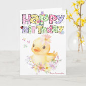 Personalisierte Rosa Gummi Dusche Erste Geburtstag Karte (Gelbe Blume)