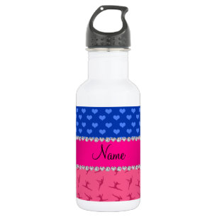 Personalisierte rosa Gymnastikblaunamensherzen Trinkflasche