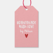 Personalisierte Rosa hausgemachte Liebe Herz Geschenkanhänger (Vorderseite)