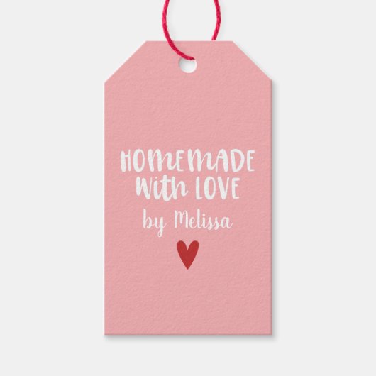 Personalisierte Rosa hausgemachte Liebe Herz Geschenkanhänger (Vorderseite)