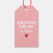 Personalisierte Rosa hausgemachte Liebe Herz Geschenkanhänger (Rückseite)