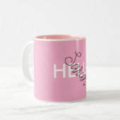 Personalisierte Rosa "Hello"-Tasse mit benutzerdef Zweifarbige Tasse (Vorderseite Links)