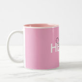 Personalisierte Rosa "Hello"-Tasse mit benutzerdef Zweifarbige Tasse (Links)