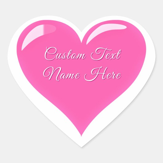 Personalisierte rosa Herz-Aufkleber mit Text Liebe (Vorderseite)