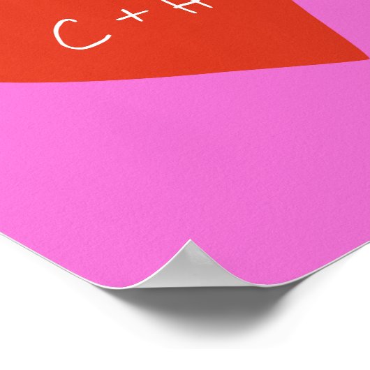 Personalisierte Rosa Herz Liebe Paare Initialen Poster (Ecke)