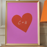 Personalisierte Rosa Herz Liebe Paare Initialen
