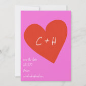 Personalisierte Rosa Herz Liebe Paare Initialen Save The Date (Vorderseite)