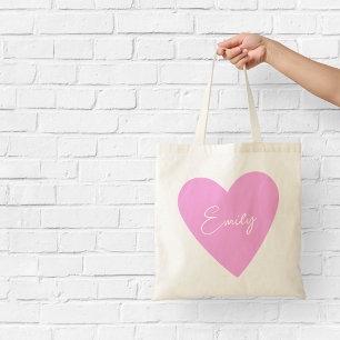 Personalisierte rosa Herz-Tasche Tragetasche