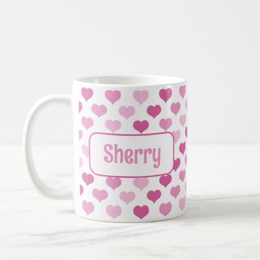 Personalisierte Rosa Herz-Tasse Kaffeetasse (Links)