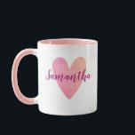 Personalisierte rosa Herz-Tasse Tasse<br><div class="desc">Personifizieren Sie diese weibliches Holz rosa Herz-TexturTasse mit dem Namen von jemand Sie Liebe!</div>