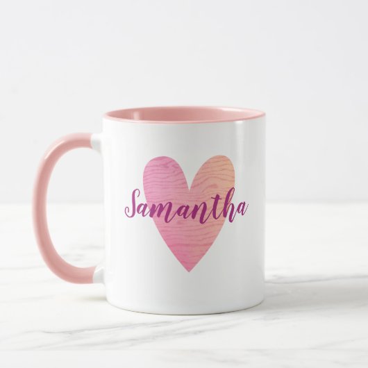Personalisierte rosa Herz-Tasse Tasse (Links)