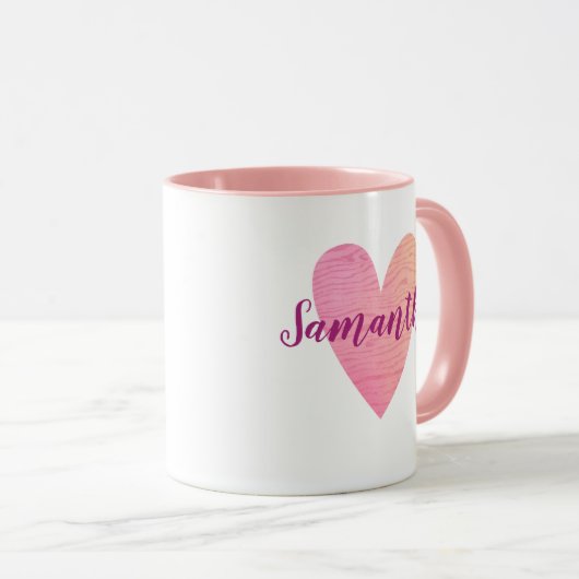 Personalisierte rosa Herz-Tasse Tasse (VorderseiteRechts)