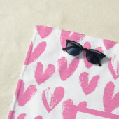 Personalisierte rosa Herzen Strandtuch (Beispiel)
