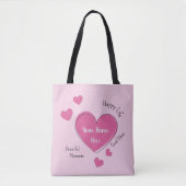 Personalisierte rosa Herzen-Tasche Tasche (Vorderseite)