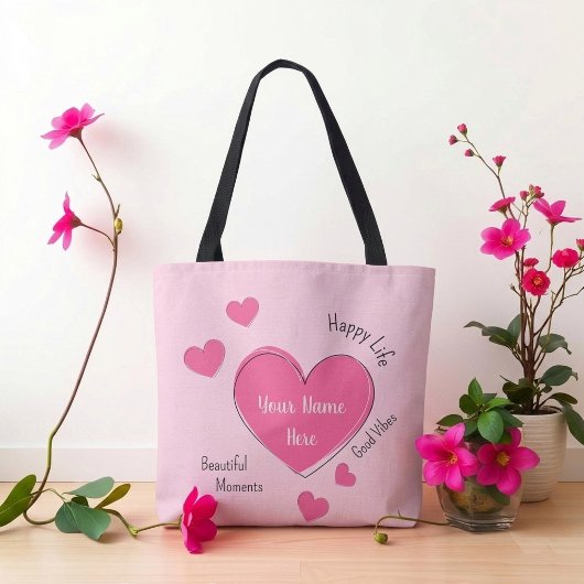 Personalisierte rosa Herzen-Tasche Tasche