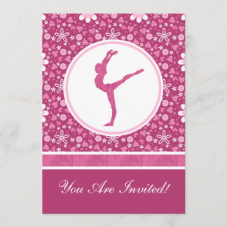 Personalisierte rosa Herzen und Blumengymnastik Einladung