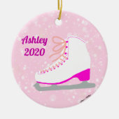 Personalisierte Rosa Ice Skate Niedlich Zuhause Or Keramik Ornament (Vorne)