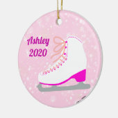 Personalisierte Rosa Ice Skate Niedlich Zuhause Or Keramik Ornament (Links)