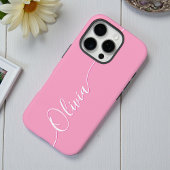 Personalisierte rosa Kalligrafie-Schrift Name iPhone Hülle