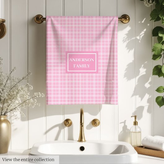 Personalisierte rosa karierte Handtücher elegante