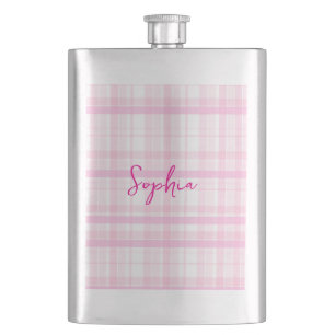 Personalisierte rosa karierte klassische Flasche m Flachmann