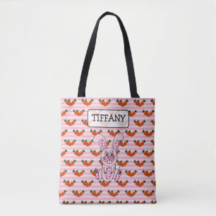 Personalisierte rosa karierte Osterhasen-Tasche Tasche