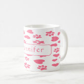 Personalisierte rosa Katzenpaw-Prints Name anpasse Kaffeetasse (VorderseiteRechts)