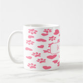 Personalisierte rosa Katzenpaw-Prints Name anpasse Kaffeetasse (Links)