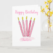 Personalisierte Rosa Kerzen Geburtstagskarte Karte (Gelbe Blume)