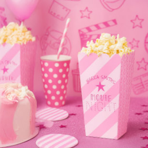 Personalisierte rosa Kinoabend-Popcorn-Box Geschenkschachtel
