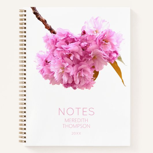 Personalisierte rosa Kirschblüten-Blumen Notizblock (Vorderseite)