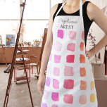Personalisierte rosa künstlerische Schürze<br><div class="desc">Diese Schürze ist mit Farbmustern in Rosa,  lila,  Korallen und Gelb dekoriert. Ideal für einen Künstler oder jemanden,  der gerne malt. Personalisieren Sie diese Schürze mit Ihrem Namen oder Monogramm. Weil wir unsere Kunstwerke erstellen,  werden Sie dieses exakte Design von anderen Designern nicht finden. Original Wasserfarbe © Michele Davies.</div>