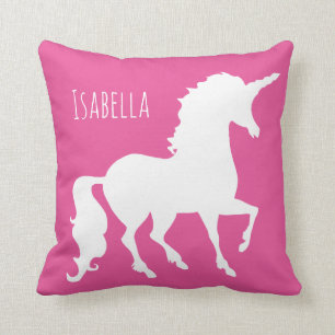 Personalisierte rosa lila Unicorn-Silhouette Girly Kissen