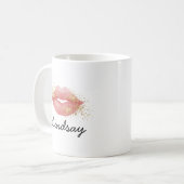 Personalisierte rosa Lippen Glitter Kaffeetasse (Vorderseite Links)