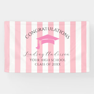 Personalisierte rosa Mädchen-Abschlussfeier Banner