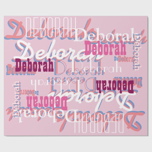 personalisierte rosa Mädchenname Geschenkpapier (Flach)