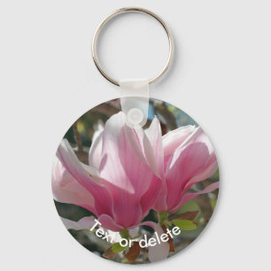 Personalisierte rosa Magnolienblüte Schlüsselanhänger