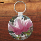 Personalisierte rosa Magnolienblüte Schlüsselanhänger (Rückseite)