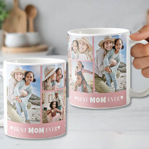Personalisierte rosa Mama-Foto-Collage Kaffeetasse