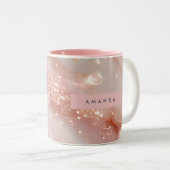 Personalisierte Rosa Marmor Glanz Rose Gold Zweifarbige Tasse (VorderseiteRechts)