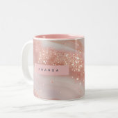 Personalisierte Rosa Marmor Glanz Rose Gold Zweifarbige Tasse (Vorderseite Links)