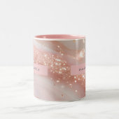 Personalisierte Rosa Marmor Glanz Rose Gold Zweifarbige Tasse (Mittel)