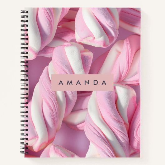 Personalisierte rosa Marshmallow-Twist Notizblock (Vorderseite)