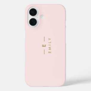 Personalisierte, rosa-minimalistische Moderne iPhone 16 Hülle