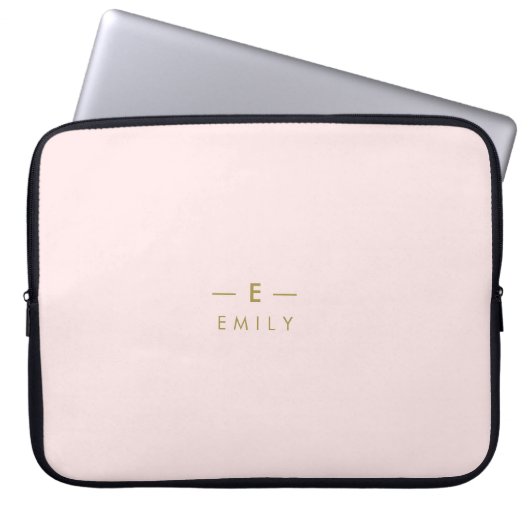 Personalisierte, rosa-minimalistische Moderne Laptopschutzhülle (Vorderseite)