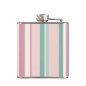 Personalisierte Rosa Minze Pastell Streifen Flachmann (Rückseite)