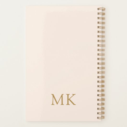 Personalisierte Rosa-Monogramm-Initialen Planer (Rückseite)