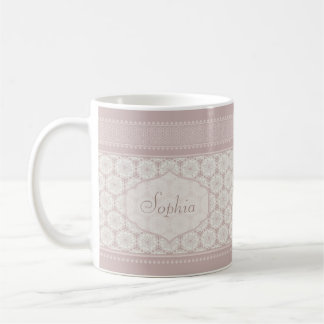 Personalisierte Rosa Monogramm Name Kaffee Tasse