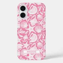 Personalisierte rosa Muscheln iPhone 16 Hülle